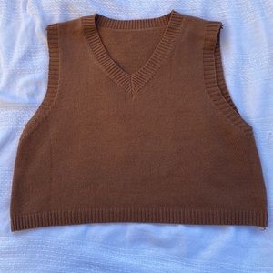 Brown Knitted Sweater Vest